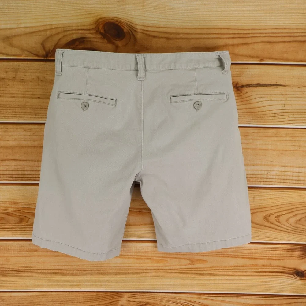 Lincoln Outfitters Flex Shorts Mens Sz 36 Beige Cotton Chinos Flat Front Pockets - Picture 2 of 7